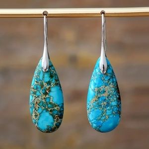GORGEOUS turquoise jasper earrings. Silver plated